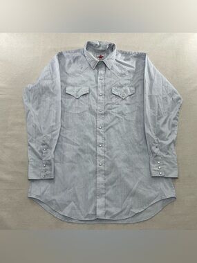 Vintage Western Shirt Cream MWG Metallic Weave Pearl Snap Large~ Canada Made